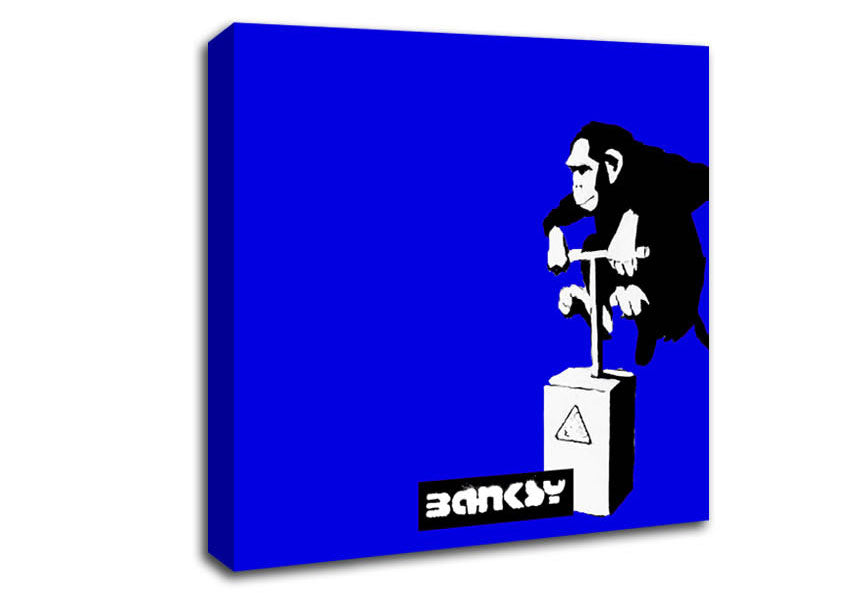 Monkey Detonator Blue Canvas Wall Art