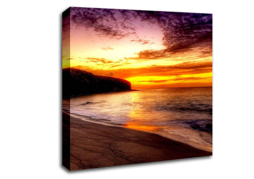 Stunning Ocean Beach At Sunset Canvas Wall Art