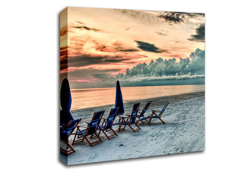 Seaside At Sunset Canvas Wall Art