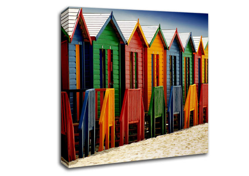 Beach Hut Parade Canvas Wall Art