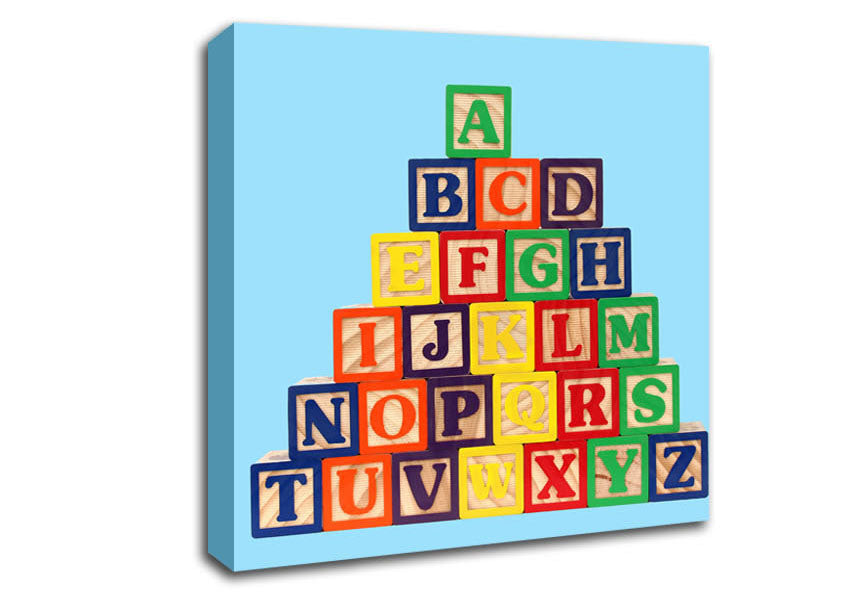 Alphabet Blocks Baby Blue Canvas Wall Art