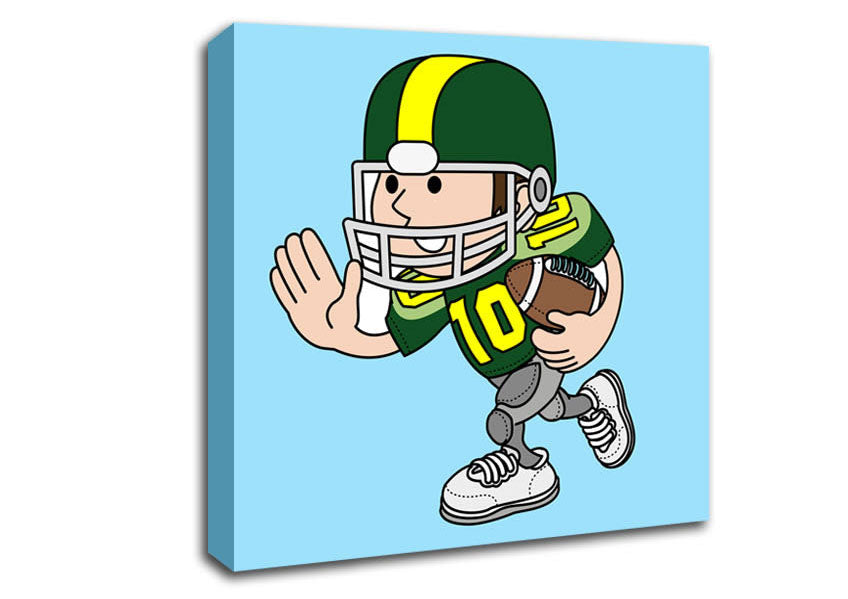 American Football Sport Player Baby Blue Canvas Wall Art