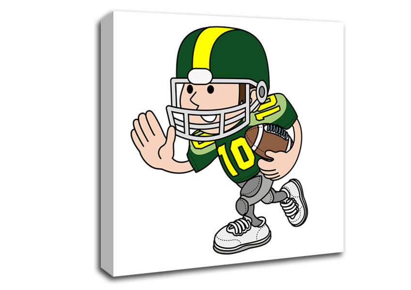 American Football Sport Player White Canvas Wall Art
