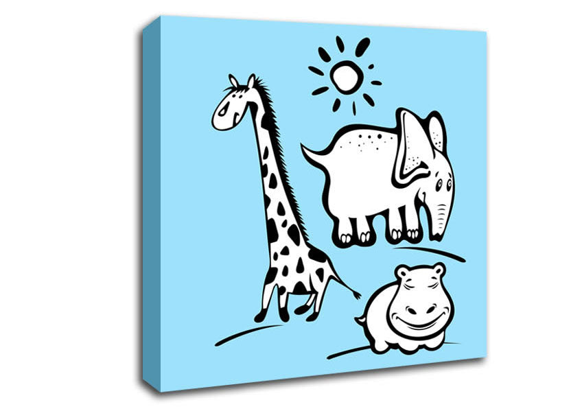 Animals Under The Sun Baby Blue Canvas Wall Art