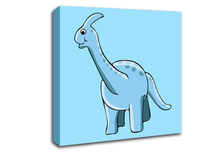 Big Funny Dinosaur Baby Blue Canvas Wall Art