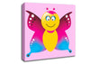 Butterfly Cartoon Face Pink Canvas Wall Art
