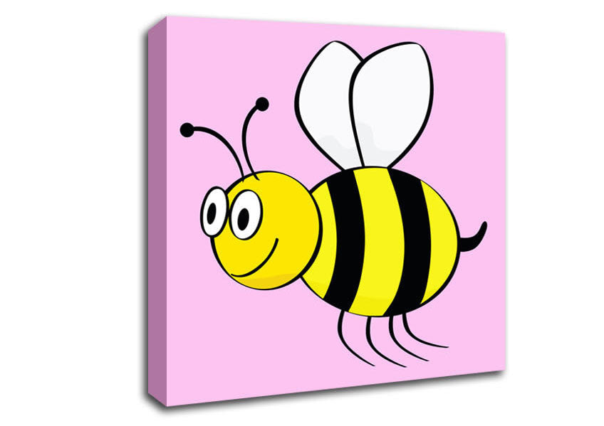 Buzzing Bee Pink Canvas Wall Art