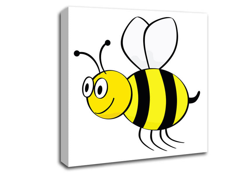 Buzzing Bee White Canvas Wall Art