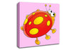 Cartoon Ladybug Pink Canvas Wall Art