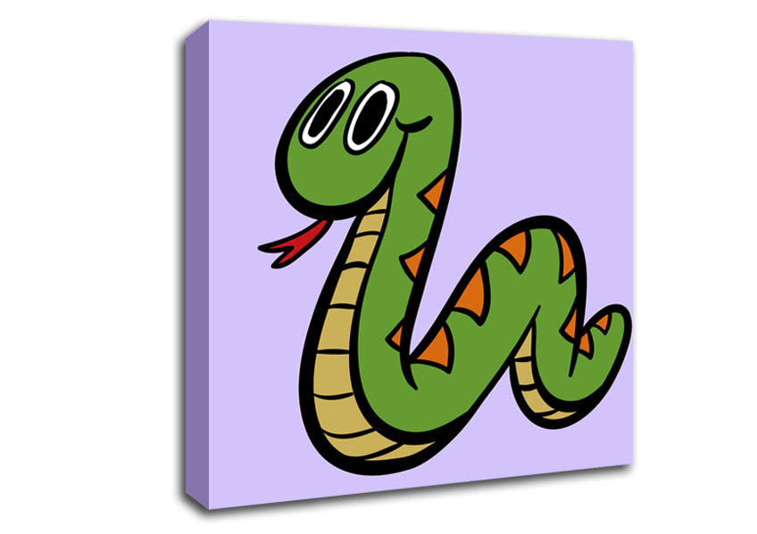 Cartoon Snake Lilac Canvas Wall Art