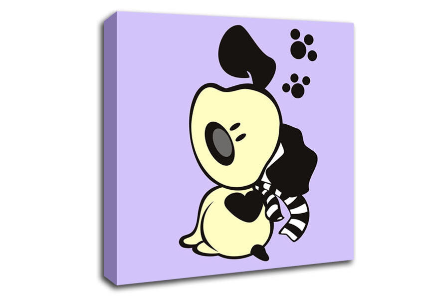 Dog Paw Print Scarf Lilac Canvas Wall Art