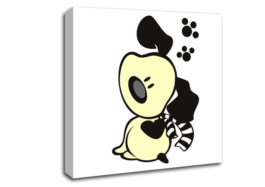 Dog Paw Print Scarf White Canvas Wall Art