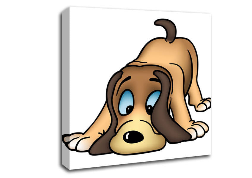 Dog Sniffing White Canvas Wall Art
