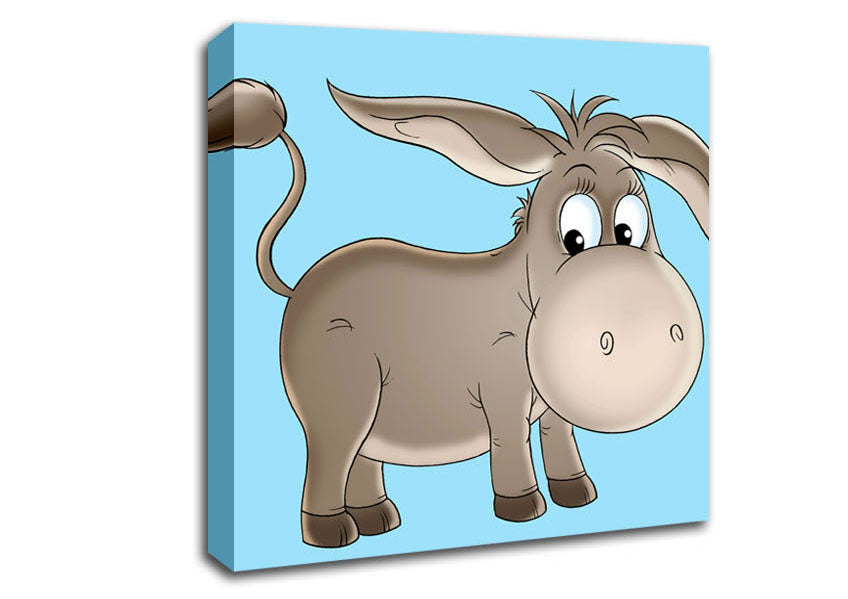 Donkey Short Legs Baby Blue Canvas Wall Art