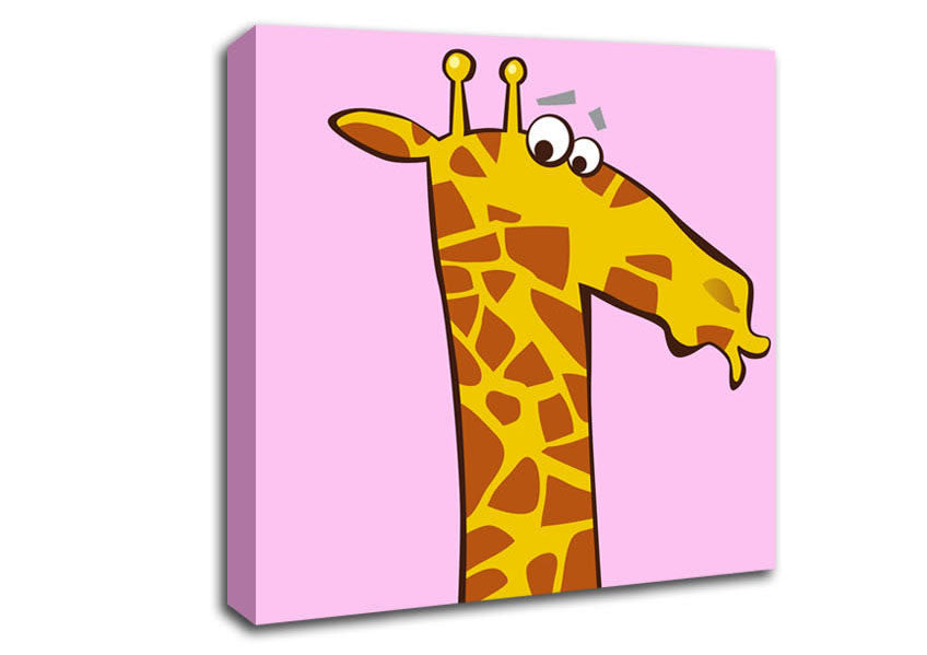 Funny Confused Zebra Pink Canvas Wall Art