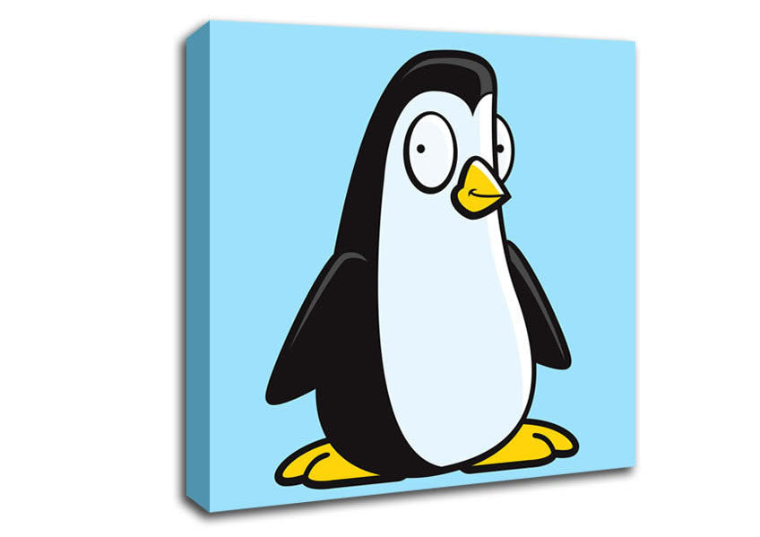 Funny Penguin Baby Blue Canvas Wall Art