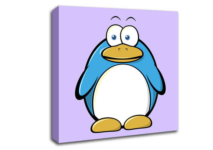 Funny Penquin Standing Lilac Canvas Wall Art