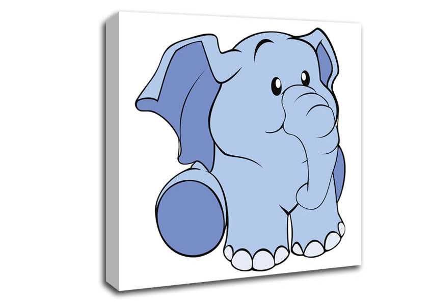 Happy Baby Elephant White Canvas Wall Art