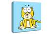 Happy Cat Sitting Baby Blue Canvas Wall Art