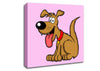 Happy Dog Cartoon With Tongue Out Pink Canvas Wall Art