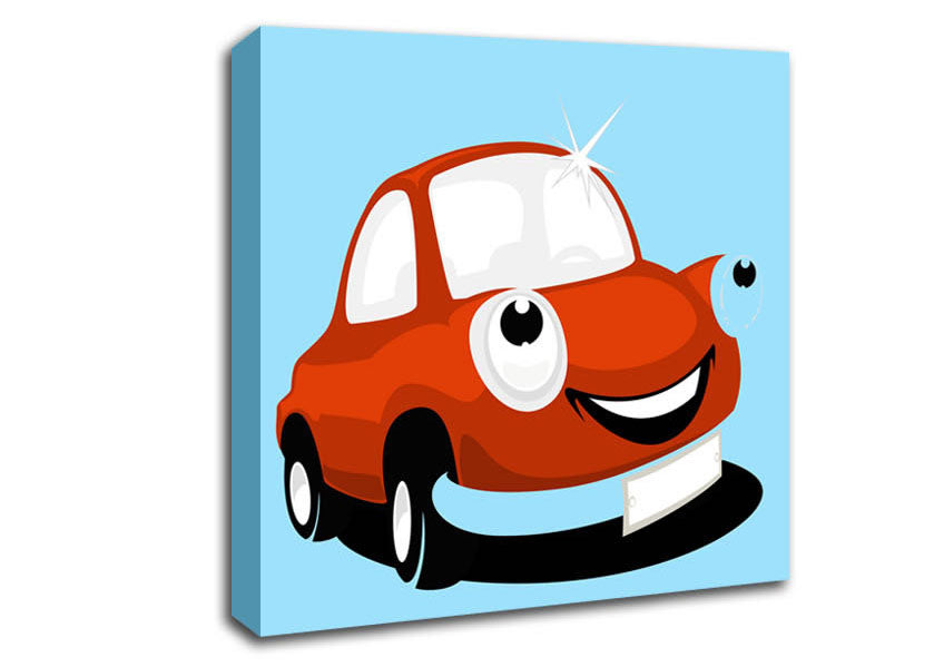Smiling Clean Car Baby Blue Canvas Wall Art
