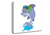 Snorkeling Dolphin White Canvas Wall Art