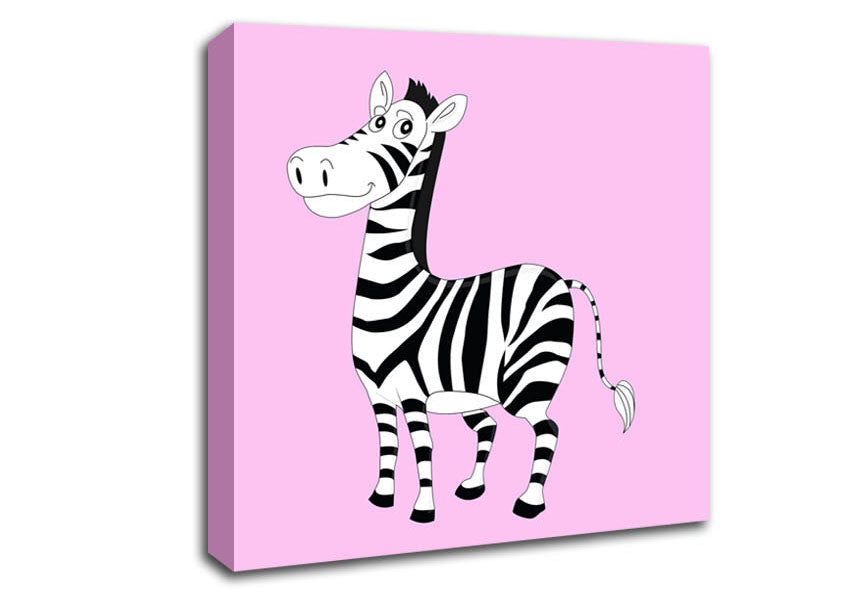 Standing Zebra Pink Canvas Wall Art