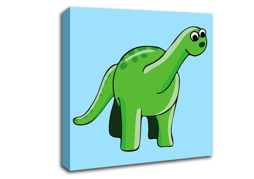 Suprised Dinosaur Baby Blue Canvas Wall Art