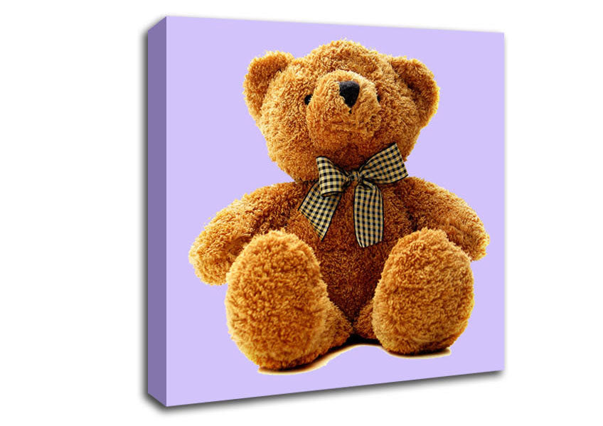 Teddy Bear Bow Lilac Canvas Wall Art