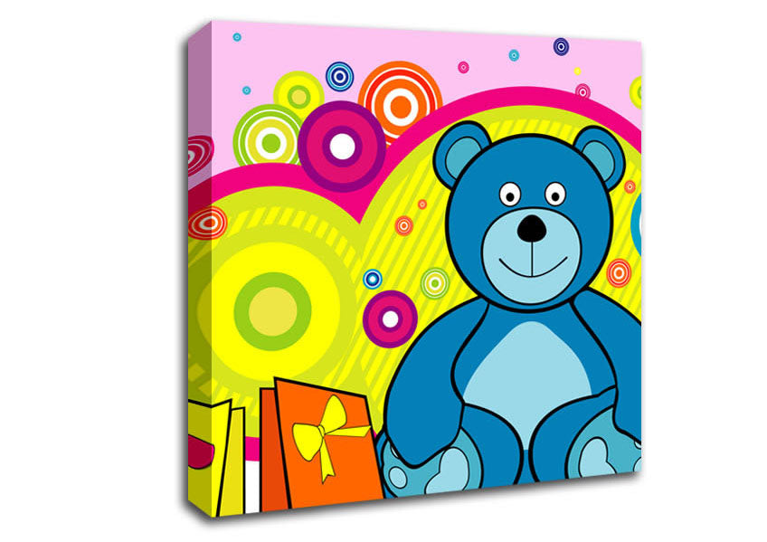 Teddy Bear Circles Pink Canvas Wall Art
