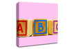 Three Alphabet Blocks Pink Canvas Wall Art