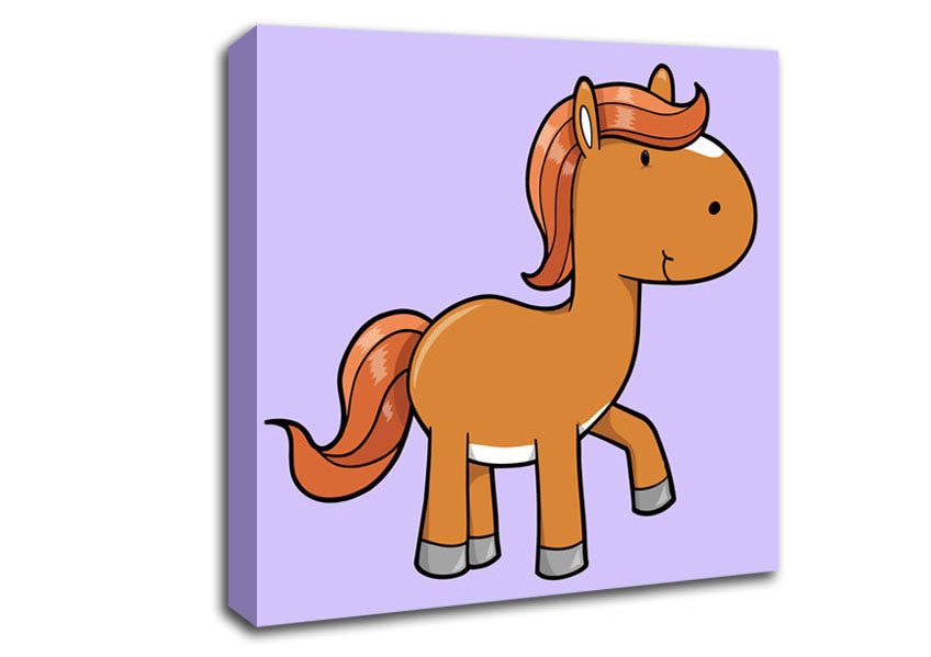 Walking Pony Horse Lilac Canvas Wall Art
