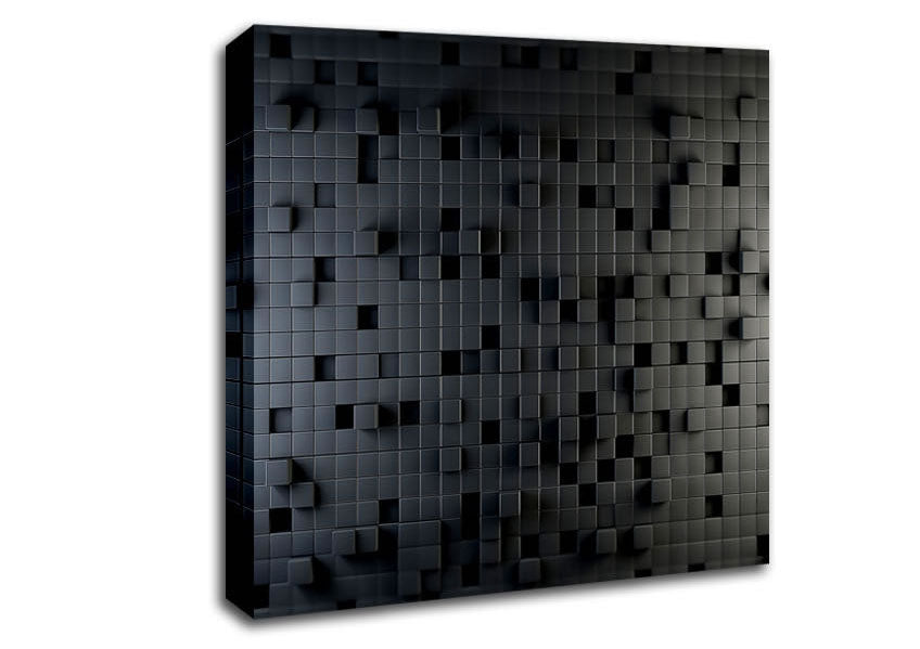 3D Cubes Black Canvas Wall Art