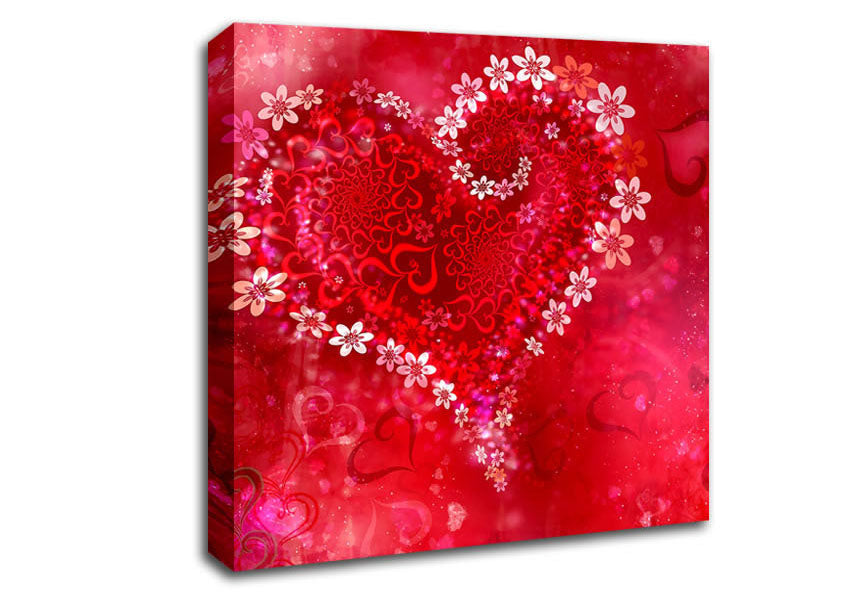 Love Heart Flowers Canvas Wall Art