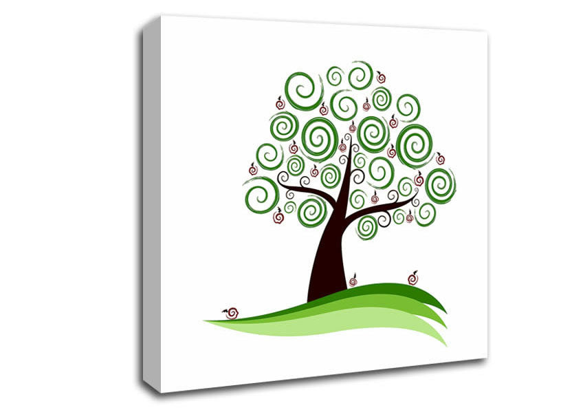 Green Cherry Tree Canvas Wall Art