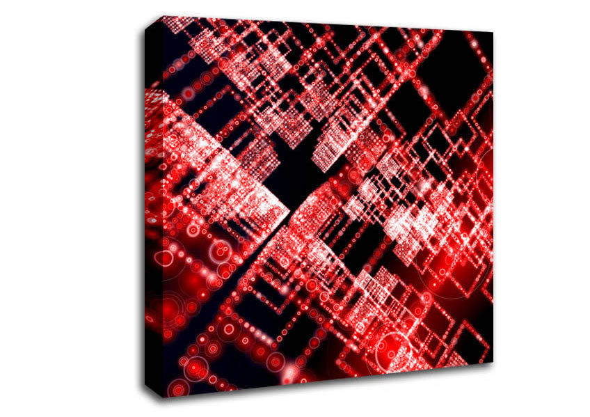 Red Surreal City Blocks Canvas Wall Art