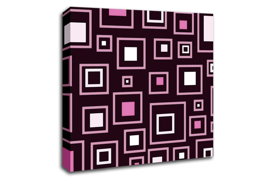 Squares In Squares Pink Canvas Wall Art