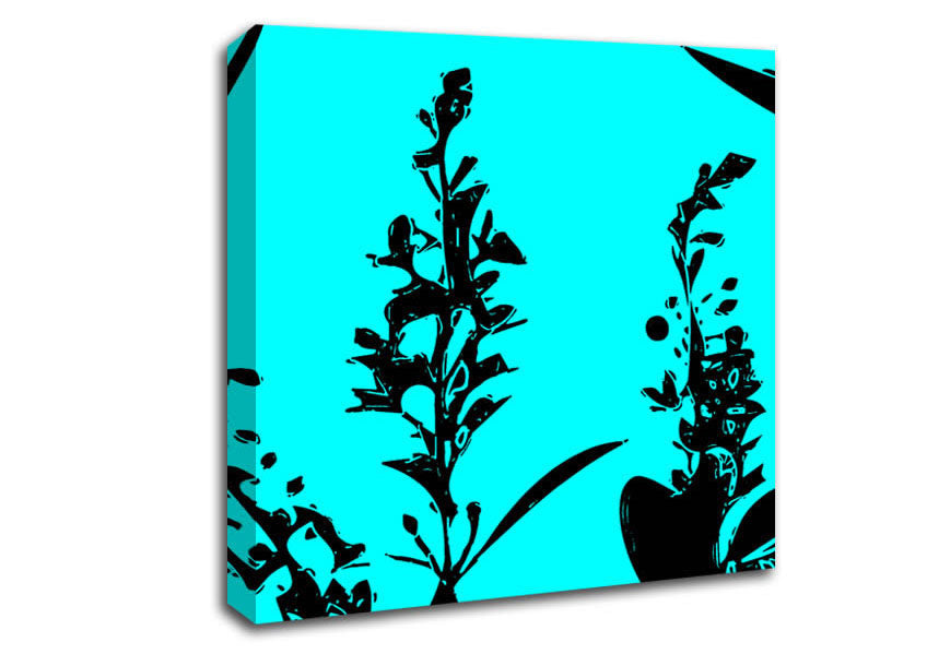 Freshness Of Beauty Aqua Black Canvas Wall Art