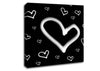 Love Hearts White On Black Canvas Wall Art