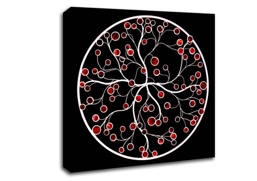 Circle Of Life Red On Black Canvas Wall Art