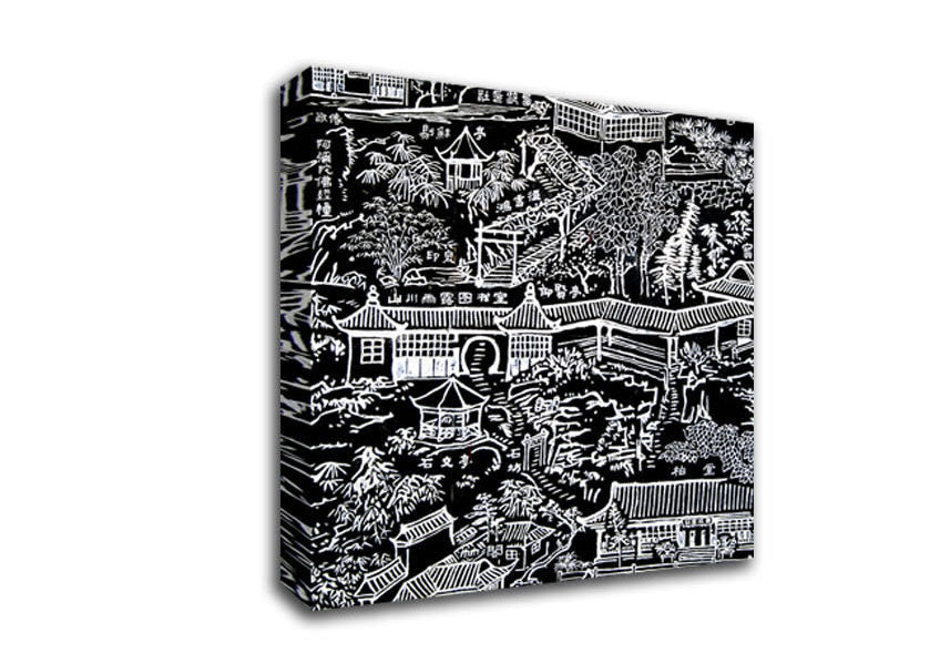 Beautiful Japanese Walled Garden From Above Canvas Wall Art