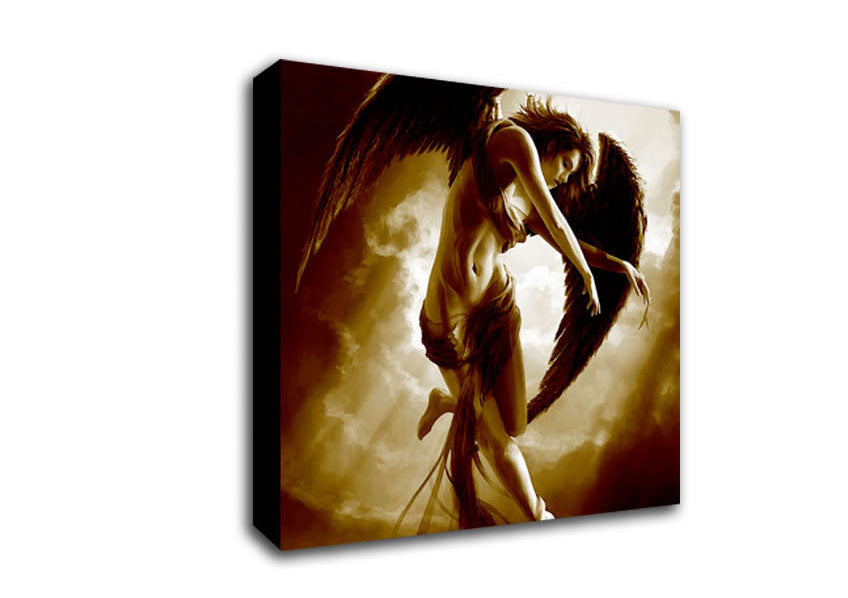 Floating Angel Brown Canvas Wall Art