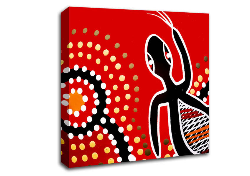 Aboriginal Red Gecko Sun Canvas Wall Art