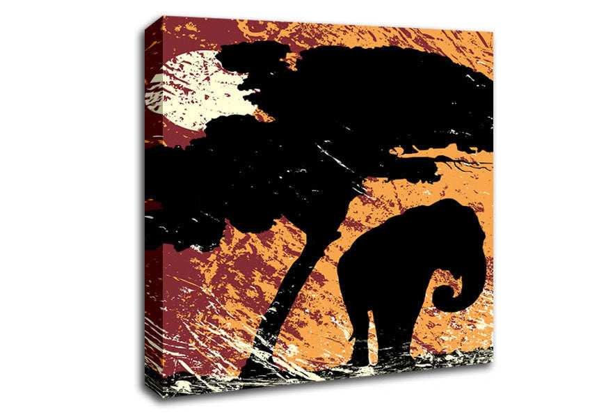 Elephant Safari By The Sun Canvas Wall Art