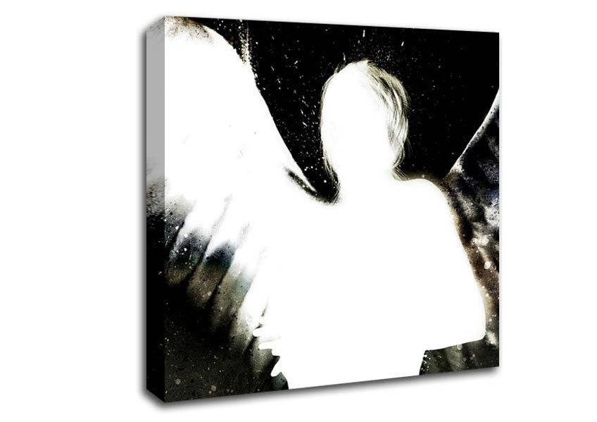 Angels In The Night White On Black Canvas Wall Art