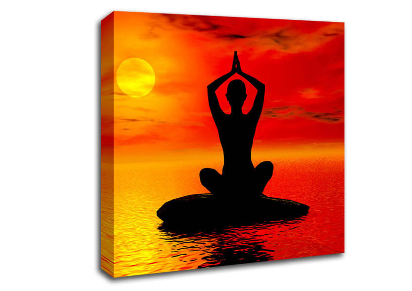 Yoga Ocean Sun Blaze Canvas Wall Art