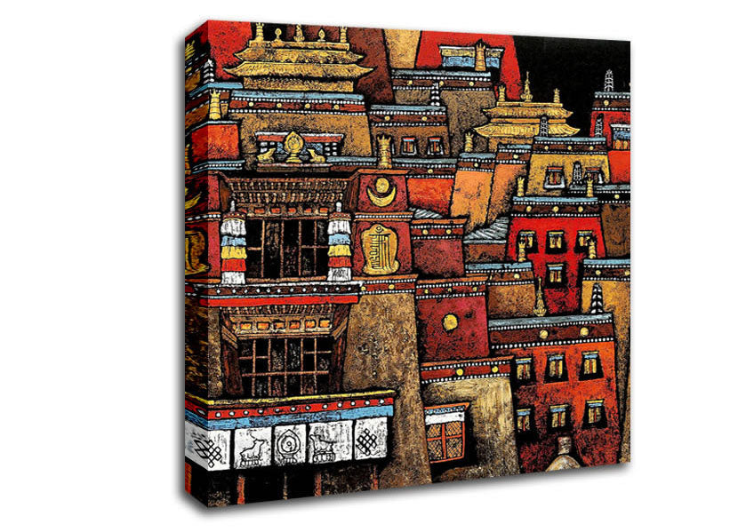 Tibetan Art Houses Canvas Wall Art