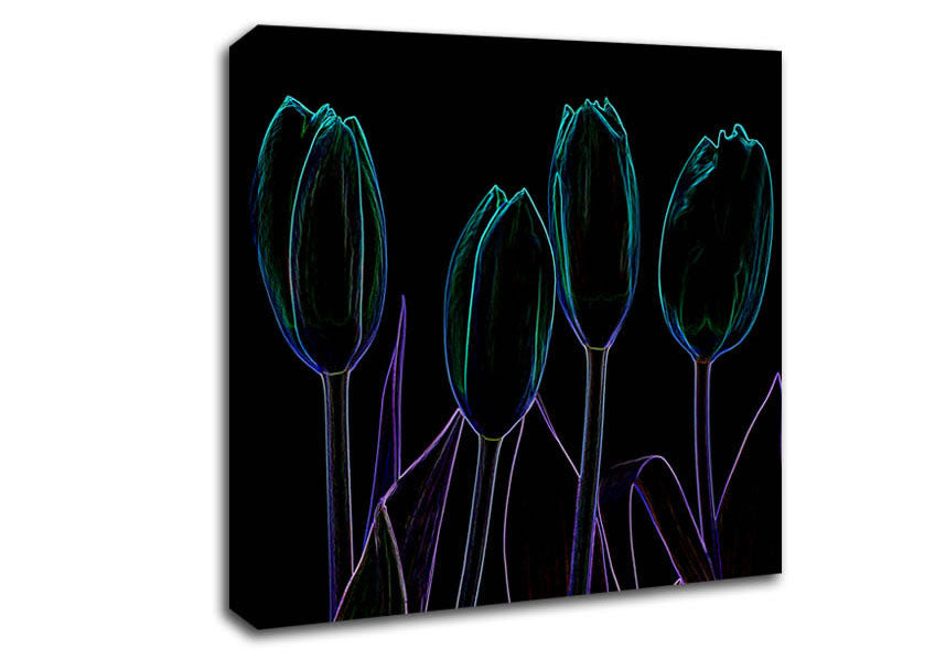 Abstarct Neon Floral 30 Canvas Wall Art