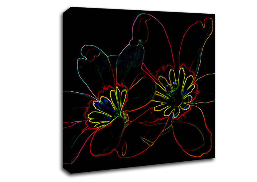 Abstarct Neon Floral 38 Canvas Wall Art