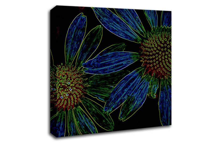 Abstarct Neon Floral 18 Canvas Wall Art